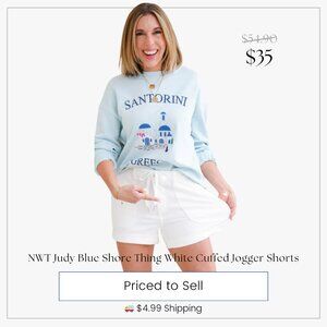 NWT Judy Blue Shore Thing White Cuffed Jogger Shorts